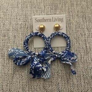 Blue and White Ribbon Earrings